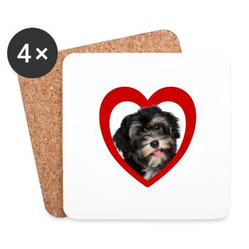 Amoureux des chiens - Cœur de chien - Havanais - Dessous de verre (lot de 4) - blanc - Devant