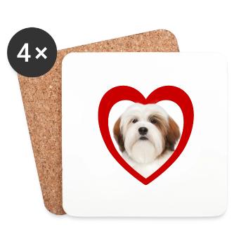 Dog Lovers - Dogs Heart - Lhasa Apso - Coasters (set of 4) - white - Front