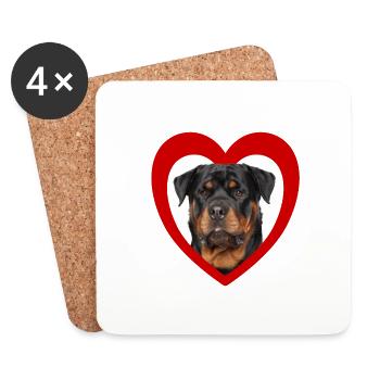 Dog Lovers - Dogs Heart - Rottweiler - Coasters (set of 4) - white - Front