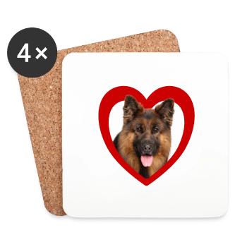 Dog Lovers - Dogs Heart - German Shepherd - Coasters (set of 4) - white - Front