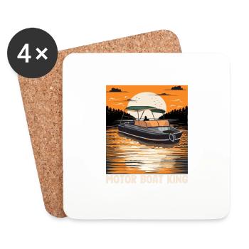 Pontooning Captain Motorboat King Funny Boat - Coasters (set of 4) - white - Front