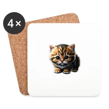 Ich bin schon wieder total unterzuckert Katze - Untersetzer (4er-Set) - Weiß - Vorne