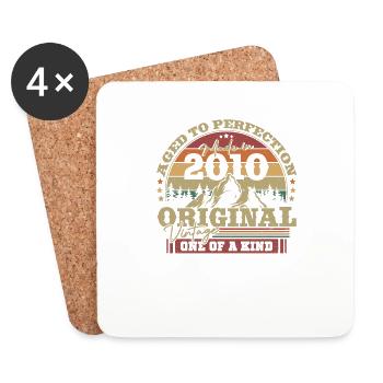 Vintage Geburtstagsgeschenk 2010 - Untersetzer (4er-Set) - Weiß - Vorne
