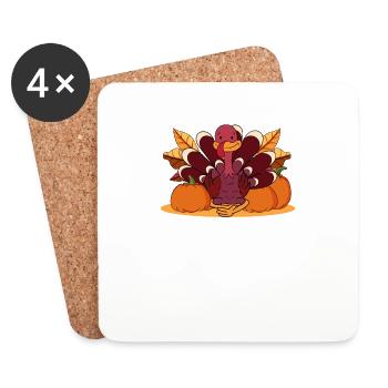 Lotus Pose Yoga Lover Turkey Yogi Funny Thanks - Coasters (set of 4) - white - Front