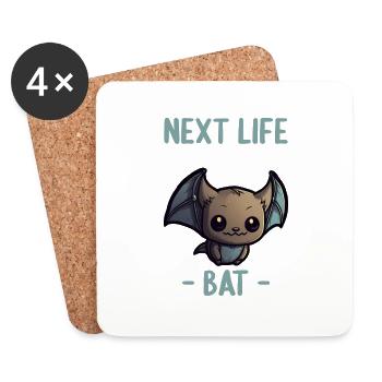 Next Life i want to be a bat Fledermaus - Coasters (set of 4) - white - Front
