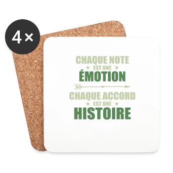 Univers musical: note = Émotion, accord = Histoire - Dessous de verre (lot de 4) - blanc - Devant