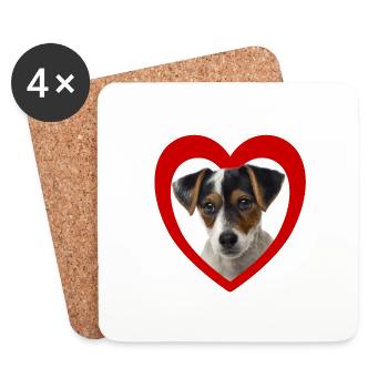 Dog Lovers - Dogs Heart Parson Russell Terrier - Coasters (set of 4) - white - Front