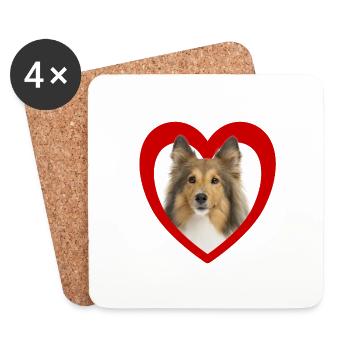 Dog Lovers - Dogs Heart - Sheltie - Coasters (set of 4) - white - Front