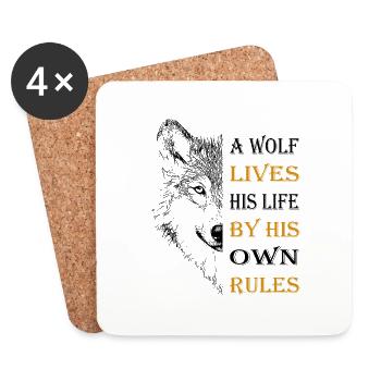 Tête de loup - Dessous de verre (lot de 4) - blanc - Devant
