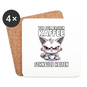Katzenbesitzer Geschenke für Morgenmuffel Katzen - Untersetzer (4er-Set) - Weiß - Vorne