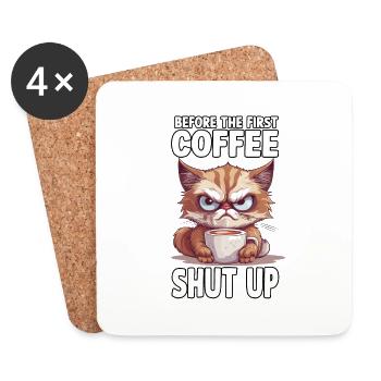 Funny gifts for cat owners morning grouches - Untersetzer (4er-Set) - Weiß - Vorne