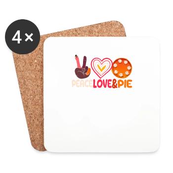 Peace Love Pumpkin Pie Turkey Funny Thanksgiving - Untersetzer (4er-Set) - Weiß - Vorne