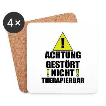 Achtung Gestört Nicht therapierbar - Untersetzer (4er-Set) - Weiß - Vorne