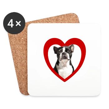 Dog lovers - Dogs Heart - Boston Terrier - Coasters (set of 4) - white - Front