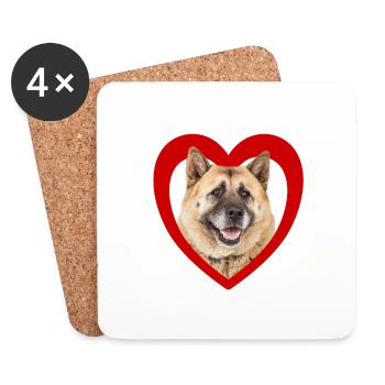 Amoureux des chiens - Cœur de chien - Akita - Dessous de verre (lot de 4) - blanc - Devant