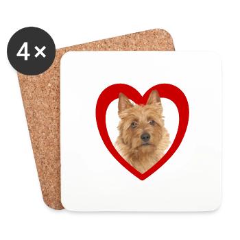 Dog lovers - Dogs Heart - Australian Terrier - Coasters (set of 4) - white - Front