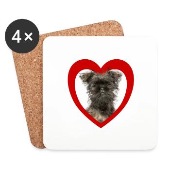 Dog Lovers - Dogs Heart - Affenpinscher - Coasters (set of 4) - white - Front