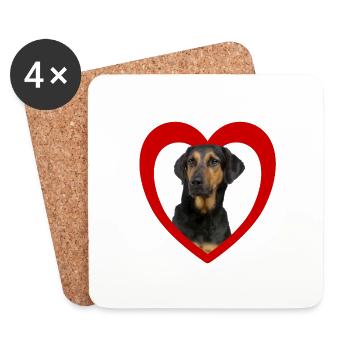Dog lovers - Dogs Heart - Beauceron - Coasters (set of 4) - white - Front