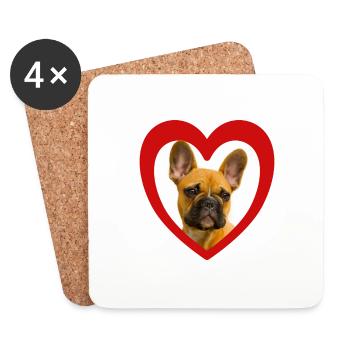 Dog Lover - Dogs Heart French Bulldog - Coasters (set of 4) - white - Front