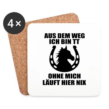 Tuniertrottel ich mach hier alles Pferd Rappe - Untersetzer (4er-Set) - Weiß - Vorne
