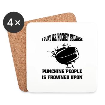 Joueur de hockey sur glace Fan de hockey sur glace Équipe de hockey sur glace - Dessous de verre (lot de 4) - blanc - Devant