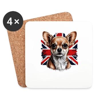 Chihuahua - Großbritannien England Flagge Farben - Untersetzer (4er-Set) - Weiß - Vorne