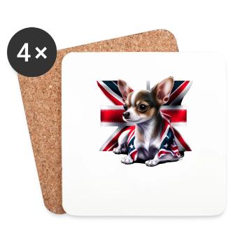 Chihuahua - Großbritannien England Flagge Farben - Untersetzer (4er-Set) - Weiß - Vorne
