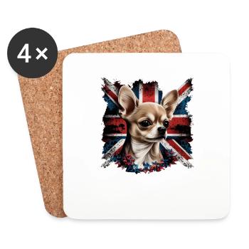 Chihuahua - Großbritannien England Flagge Farben - Untersetzer (4er-Set) - Weiß - Vorne
