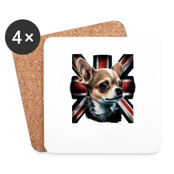 Chihuahua - Großbritannien England Flagge Farben - Untersetzer (4er-Set) - Weiß - Vorne