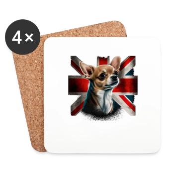 Chihuahua - Großbritannien England Flagge Farben - Untersetzer (4er-Set) - Weiß - Vorne