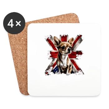 Chihuahua - Großbritannien England Flagge Farben - Untersetzer (4er-Set) - Weiß - Vorne