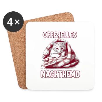 Kuschel T-Shirt für Katzenliebhaber - Untersetzer (4er-Set) - Weiß - Vorne