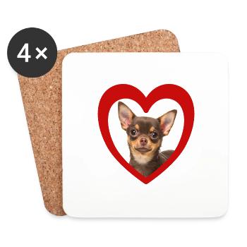 Dog Lovers - Dogs Heart - Chihuahua - Coasters (set of 4) - white - Front