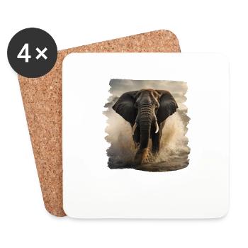 Elephant realistic elephant - Coasters (set of 4) - white - Front