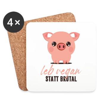 leb vegan statt brutal - Untersetzer (4er-Set) - Weiß - Vorne