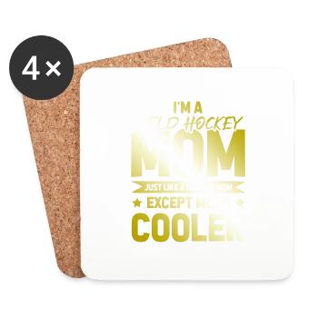 Maman de hockey sur gazon - Dessous de verre (lot de 4) - blanc - Devant