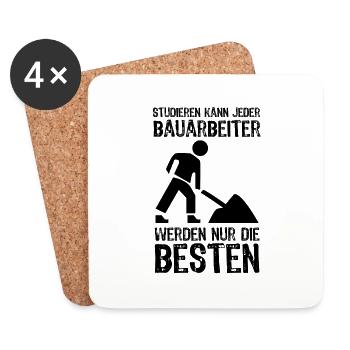 Bauarbeiter - Untersetzer (4er-Set) - Weiß - Vorne