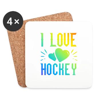 J’adore le hockey - Dessous de verre (lot de 4) - blanc - Devant