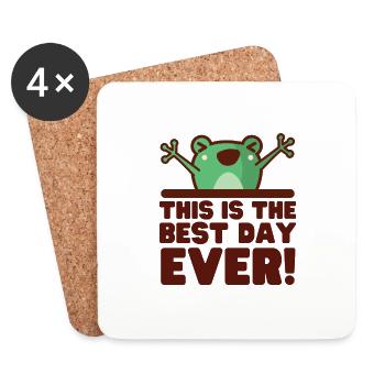 This is Best Day Ever Cute Frog - Coasters (set of 4) - white - Front