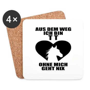 Tuniertrottel ich mach hier alles Pferd Rappe - Untersetzer (4er-Set) - Weiß - Vorne