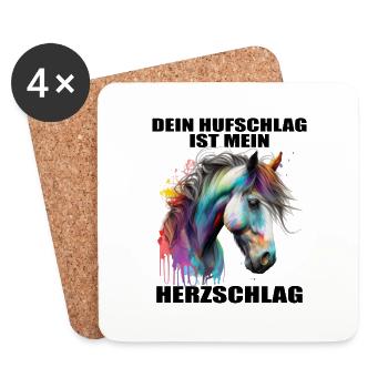 Pferde Herzschlag Reiten Hufe Hufeisen Herz Pony - Untersetzer (4er-Set) - Weiß - Vorne
