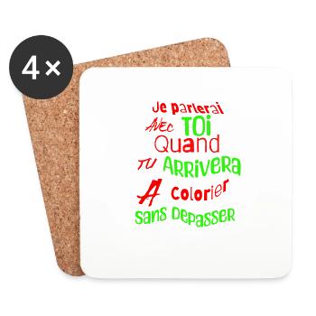 tee shirt humour - Dessous de verre (lot de 4) - blanc - Devant