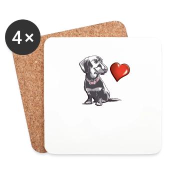 Hund Dackel Hundebesitzer Geschenkidee - Untersetzer (4er-Set) - Weiß - Vorne