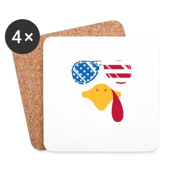 Cool Turkey Face Sunglasses American - Coasters (set of 4) - white - Front