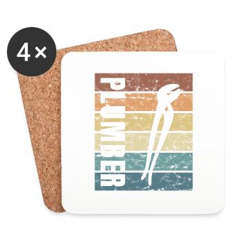 Plombier Plombier Toilette Clé à tuyaux d’égout - Dessous de verre (lot de 4) - blanc - Devant