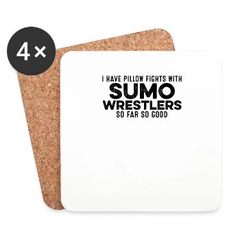 J’ai des combats d’oreillers avec Sumo Wrestlers Pride - Dessous de verre (lot de 4) - blanc - Devant