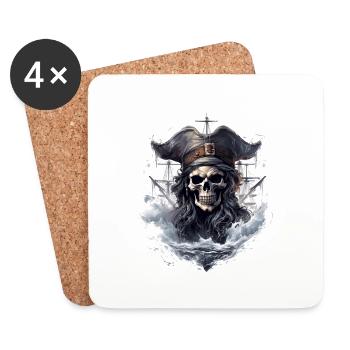 Pirate Skull Jolly Roger Costume Gift - Coasters (set of 4) - white - Front