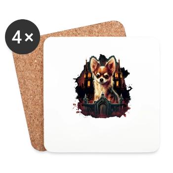 Chihuahua Costume d'Halloween - Citrouille - Dessous de verre (lot de 4) - blanc - Devant