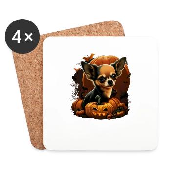 Chihuahua Costume d'Halloween - Citrouille - Dessous de verre (lot de 4) - blanc - Devant