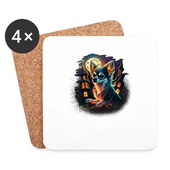 Chihuahua Costume d'Halloween - Citrouille - Dessous de verre (lot de 4) - blanc - Devant